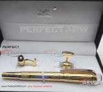 Perfect Replica - Montblanc All Gold Rollerball Pen And Gold Cufflinks Set